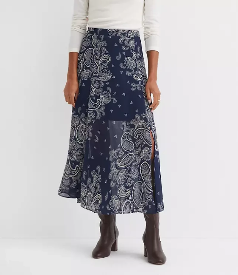 Petite Paisley Chiffon Maxi Skirt