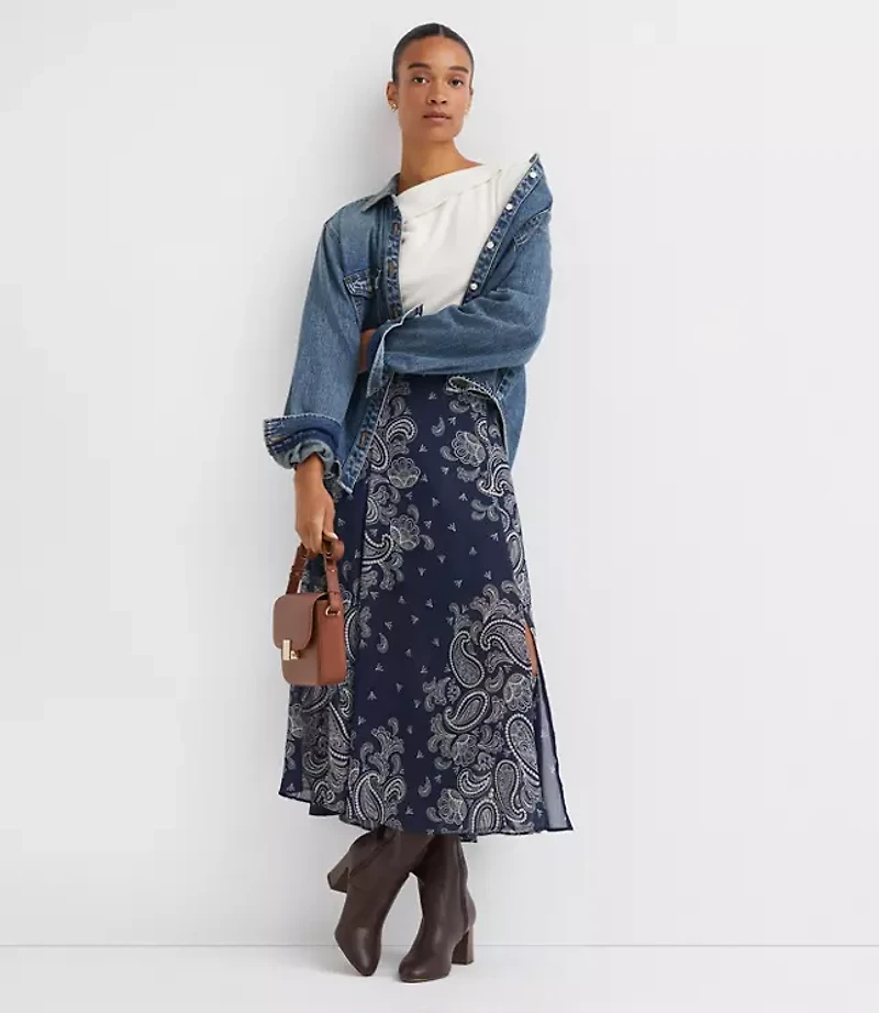 Petite Paisley Chiffon Maxi Skirt