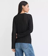 Textured Long Sleeve Crew Neck Tee