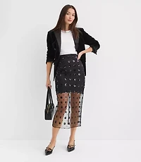 Floral Sequin Overlay Midi Skirt