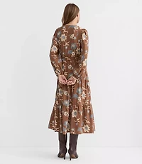 Floral Smocked Tie Waist Midi Dress