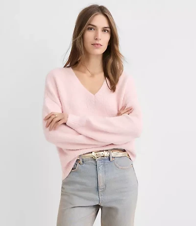 Ribtrim Relaxed V-Neck Sweater