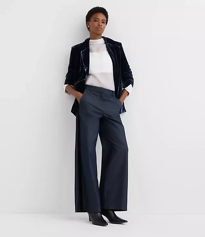 Velvet Tuxedo Stripe Clean Wide Leg Pants Refined Denim
