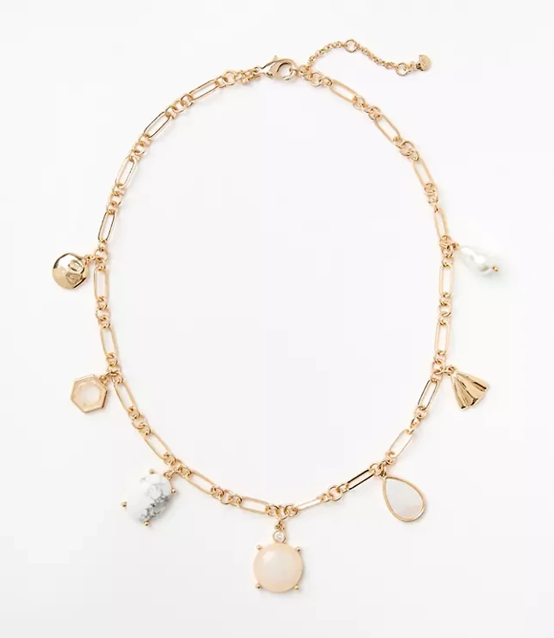 Pearlized Chunky Charm Necklace