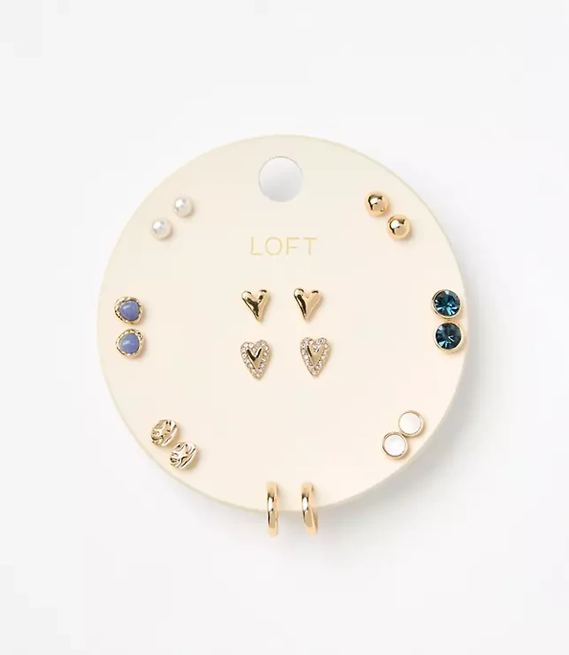 Double Heart Stud Earring Set