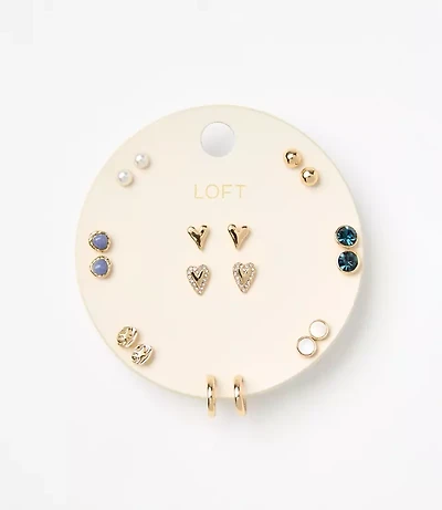 Double Heart Stud Earring Set