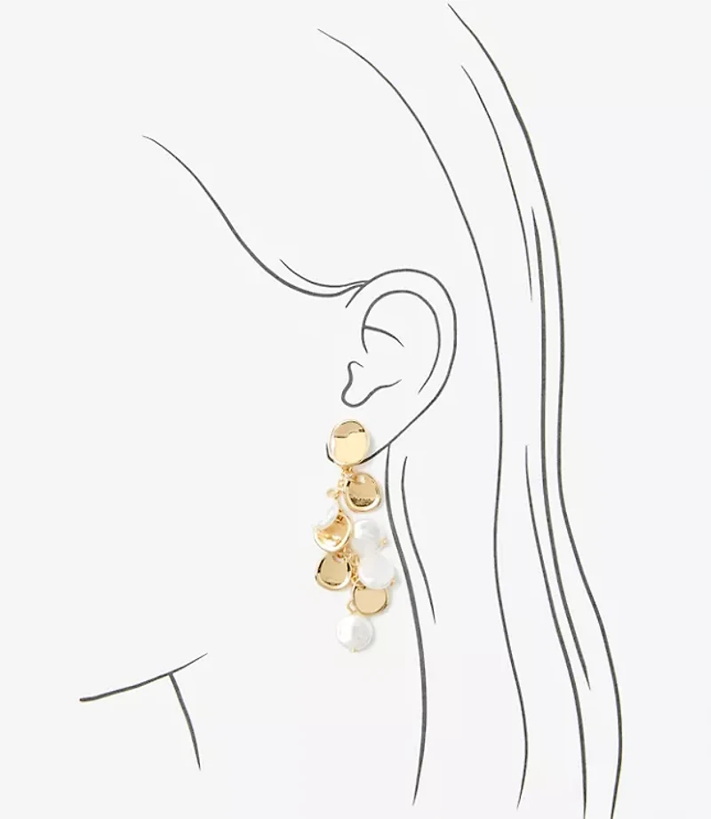 Pearlized Hammered Dangle Earrings