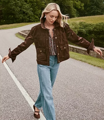 Petite Brushed Corduroy Shirt Jacket