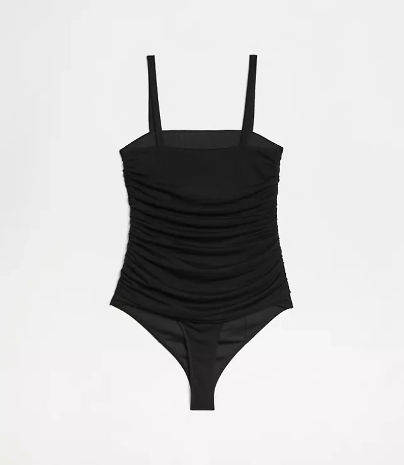 Petite LOFT Versa Shirred Mesh Bodysuit