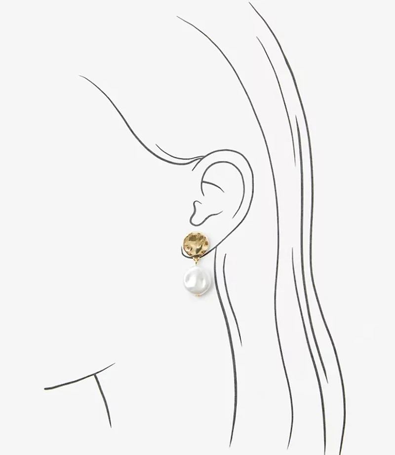 Pearlized Hammered Drop Earrings