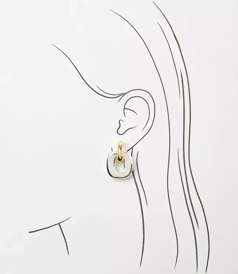 Mixed Metal Square Drop Earrings