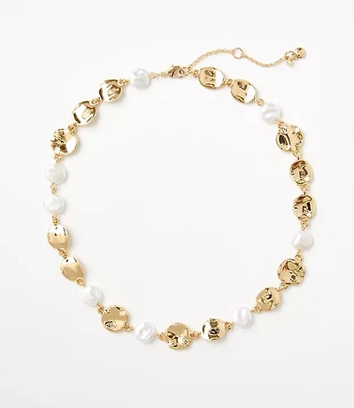 Pearlized Hammered Statement Necklace
