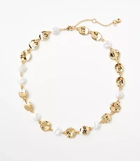 Pearlized Hammered Statement Necklace