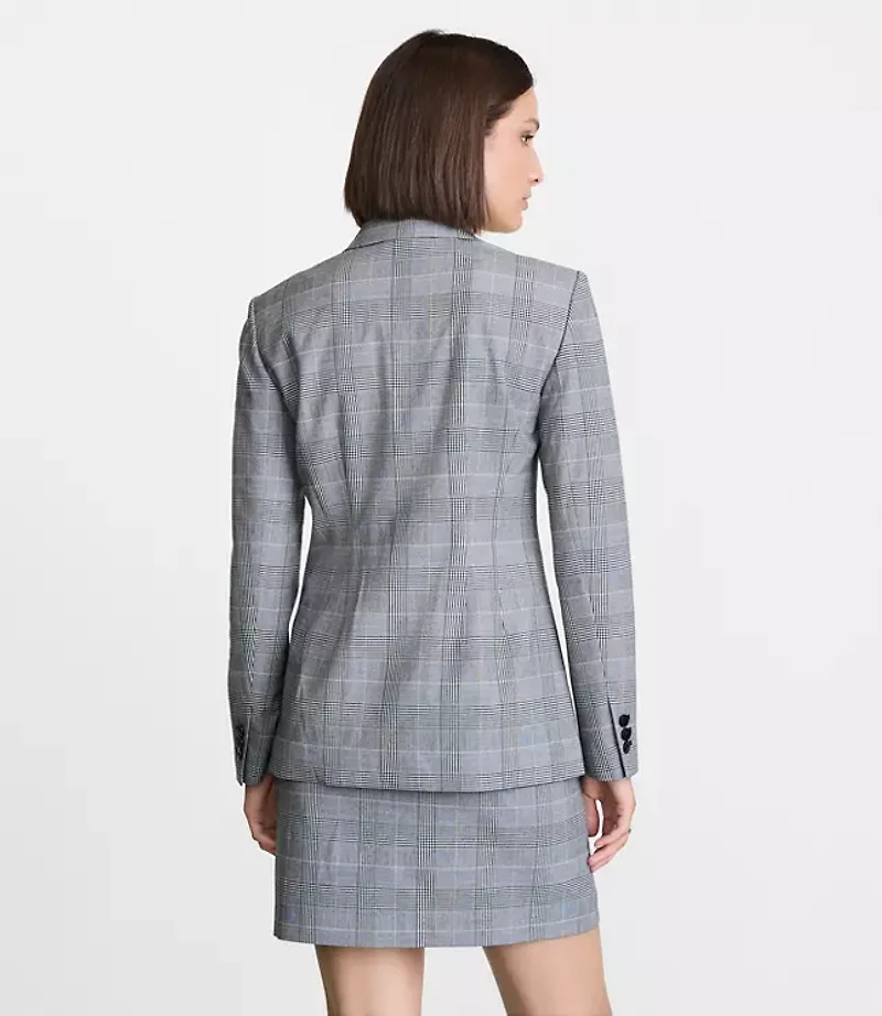 Petite LOFT Versa Plaid Seasonless Stretch Double Breasted Blazer