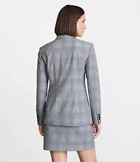 Petite LOFT Versa Plaid Seasonless Stretch Double Breasted Blazer