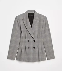 Petite LOFT Versa Plaid Seasonless Stretch Double Breasted Blazer