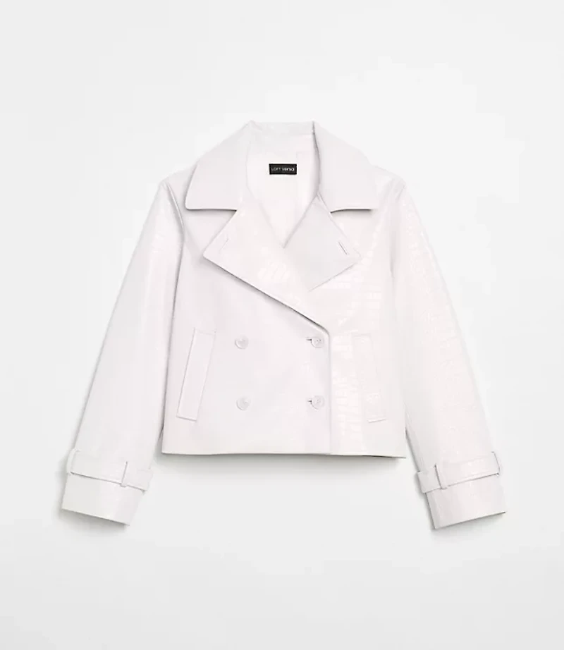 LOFT Versa Embossed Faux Leather Trench Coat