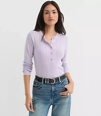 Petite Scalloped Pointelle Henley Top