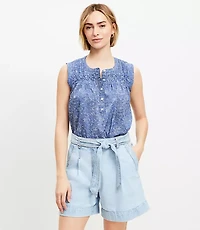 Paisley Pleated Yoke Top