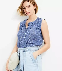 Paisley Pleated Yoke Top