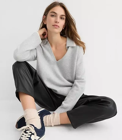 Tipped Collared Cashmere Sweater