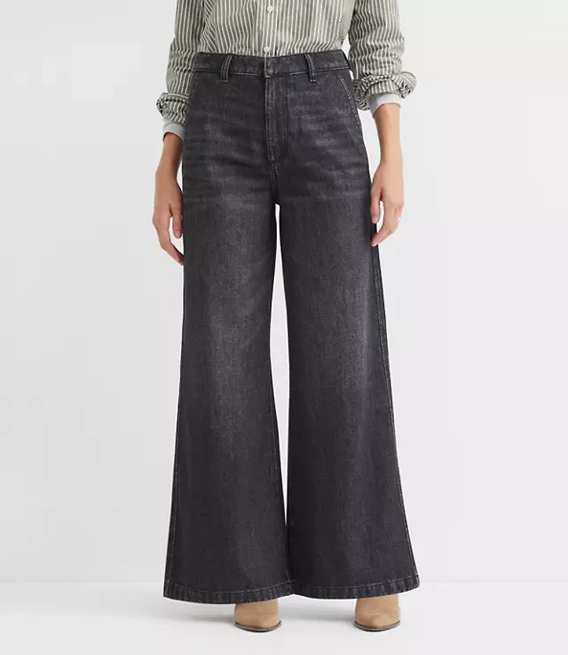 Curvy High Rise Trouser Jeans Washed Black Wash