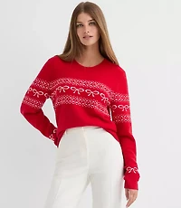 Bow Heart Fair Isle Sweater