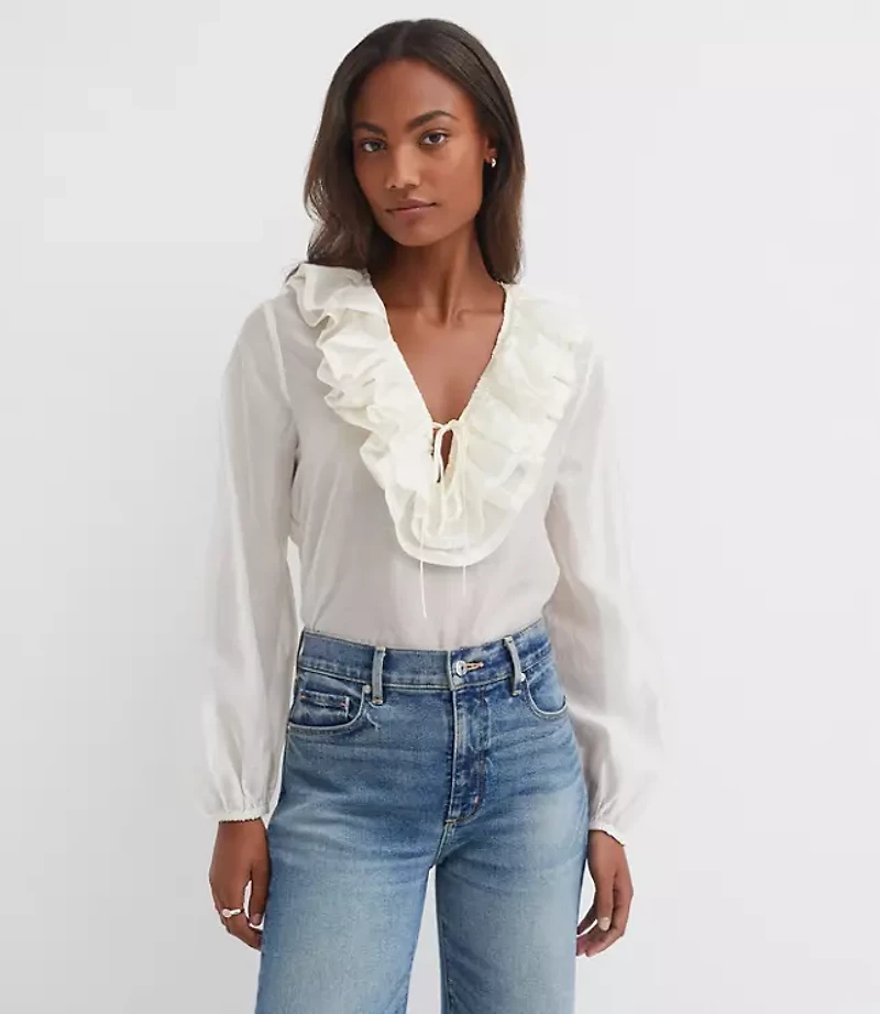Ruffle Tie Neck Blouse