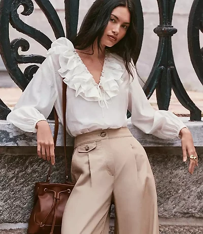 Ruffle Tie Neck Blouse