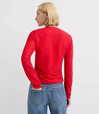 Textured Ruched Square Neck Top