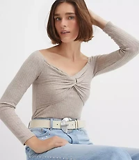 Ribbed Knot Off The Shoulder Top