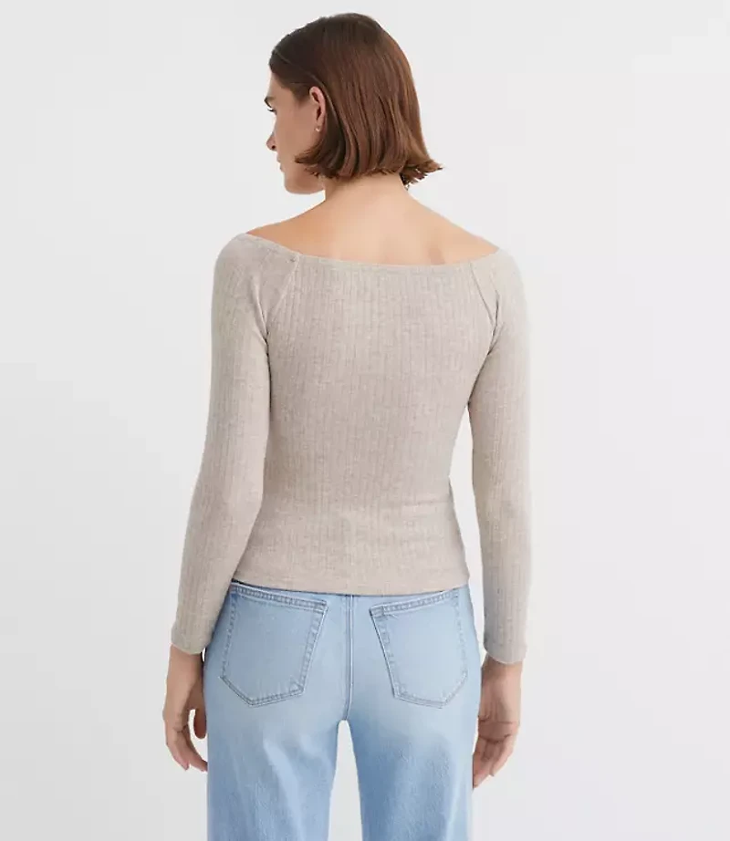 Ribbed Knot Off The Shoulder Top
