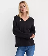 Petite Slouchy V-Neck Sweater