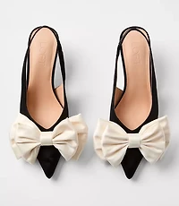 Satin Bow Slingback Kitten Heels