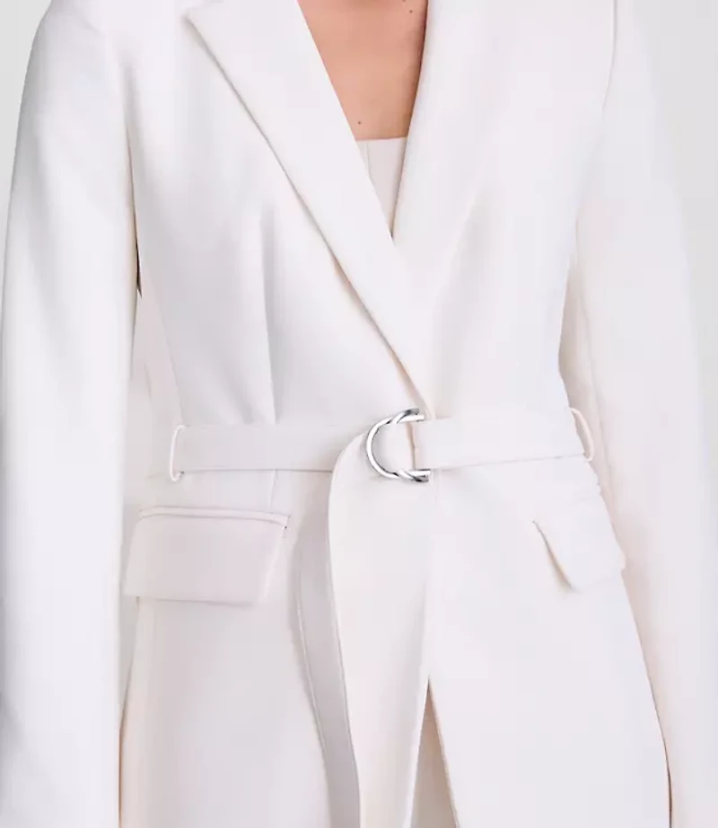 Petite LOFT Versa Crepe Drape Belted Blazer