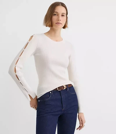 Button Sleeve Ribbed Sweater