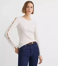 Button Sleeve Ribbed Sweater