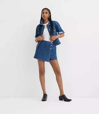 Denim Wrap Skort Medium Stone Wash