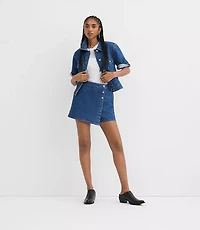 Denim Wrap Skort Medium Stone Wash