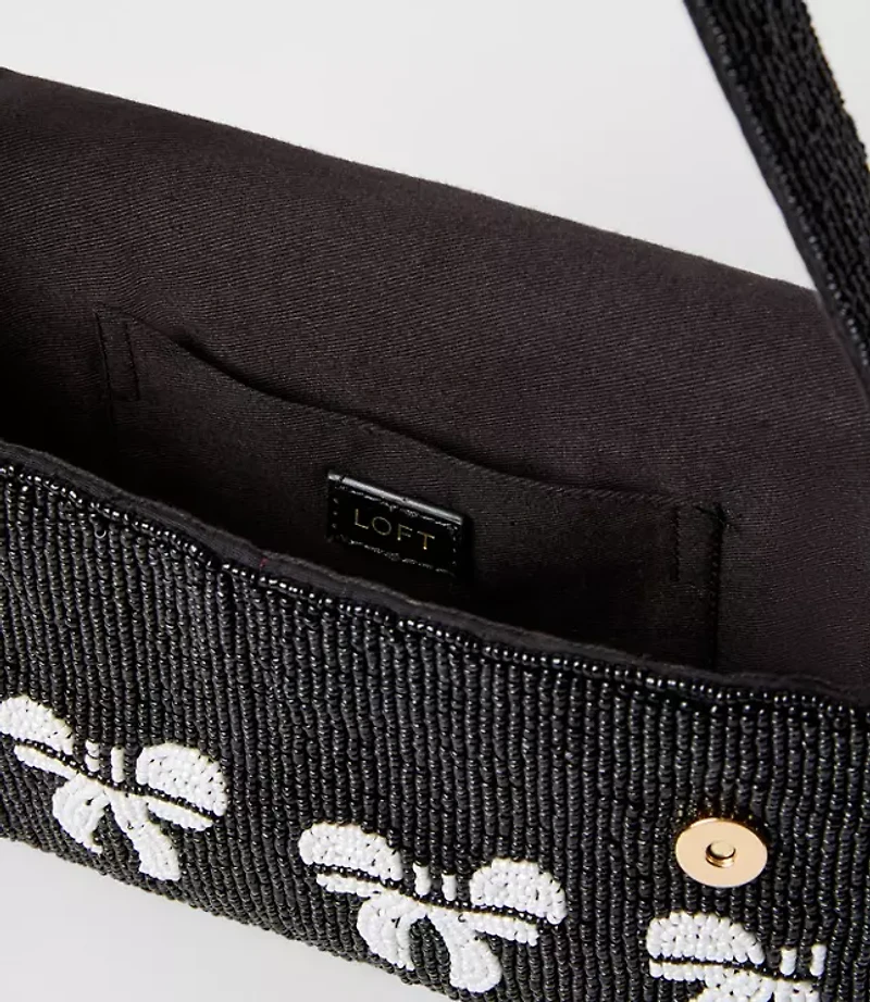 Bow Beaded Shoulder Bag