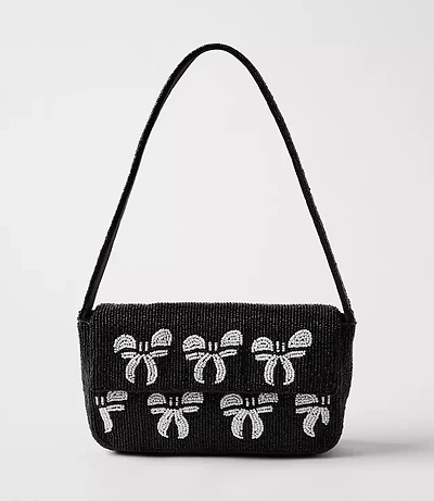 Bow Beaded Shoulder Bag