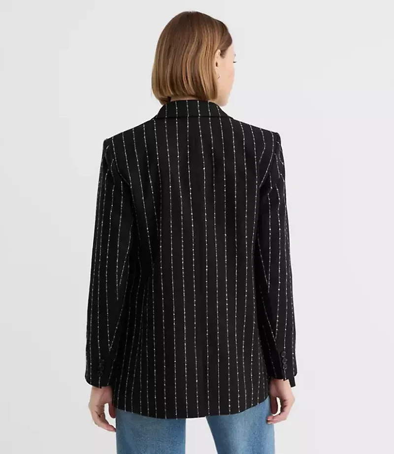 Brushed Pinstripe Tailored Double Breasted Blazer