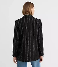 Brushed Pinstripe Tailored Double Breasted Blazer