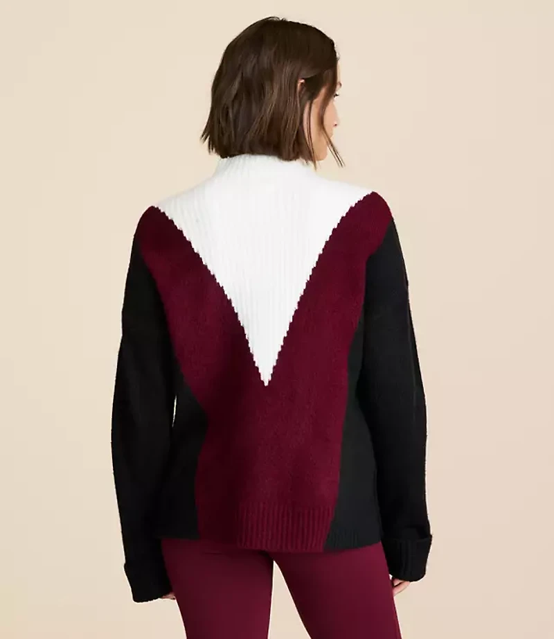 Petite Lou & Grey Colorblock Mock Neck Sweater