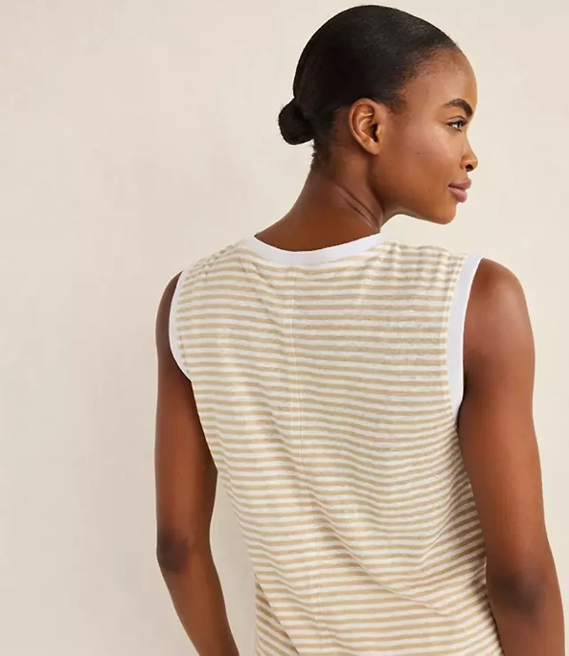 Haven Well Within Linen Stripe Crewneck Tank