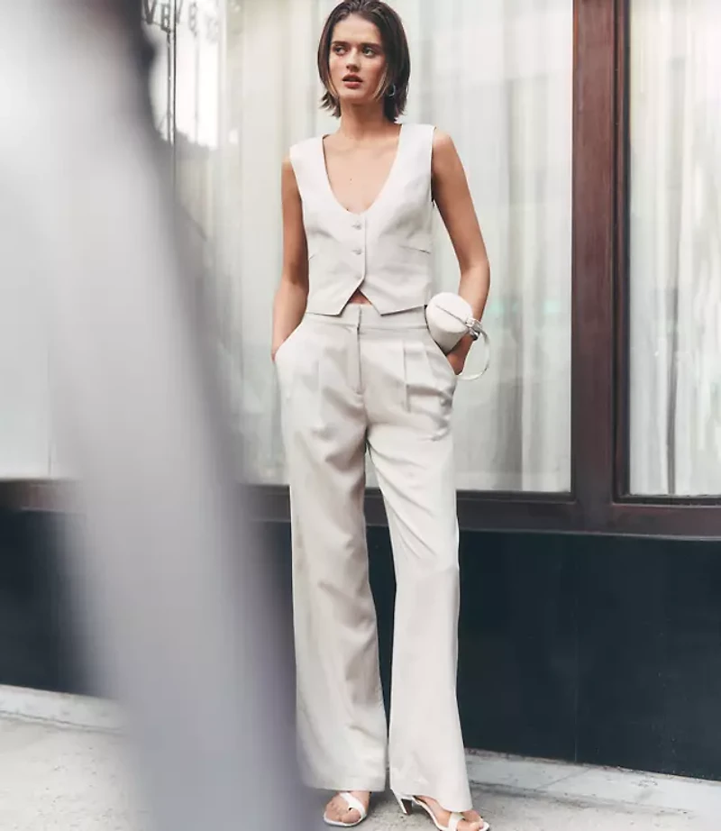 LOFT Versa Pure Spun Pleated Wide Leg Pants