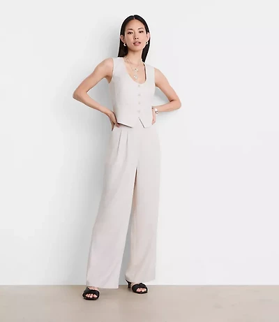 LOFT Versa Pure Spun Pleated Wide Leg Pants