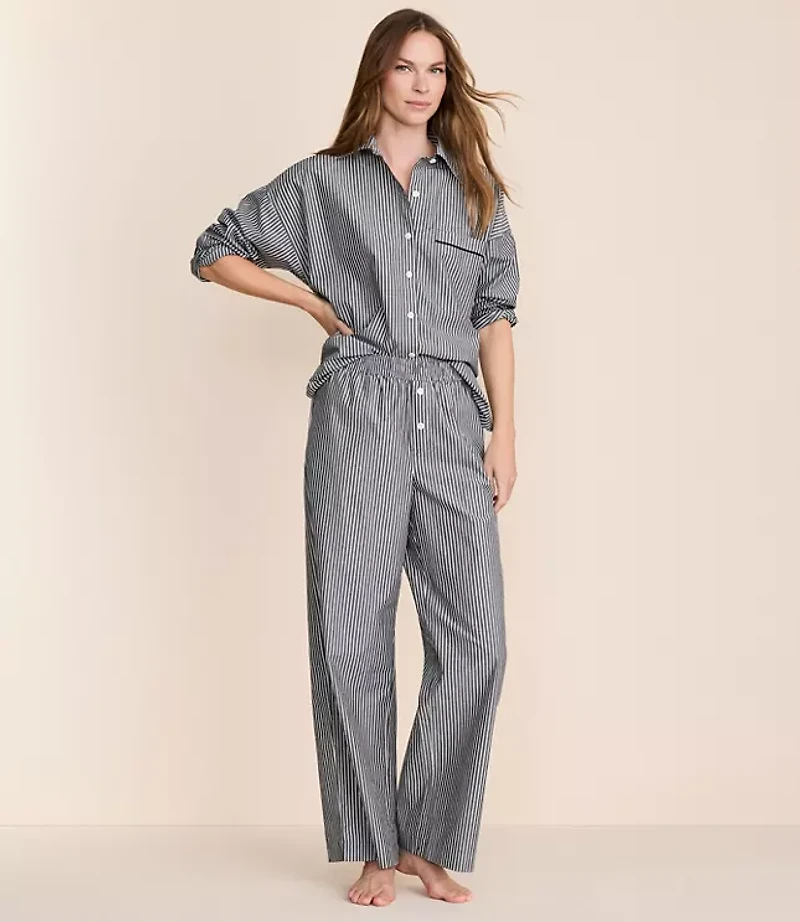 Striped Poplin Pajama Pants