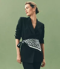 Linen Blend Tie Waist Modern Blazer