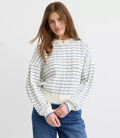 Stripe Ribbed Blouson Sweater